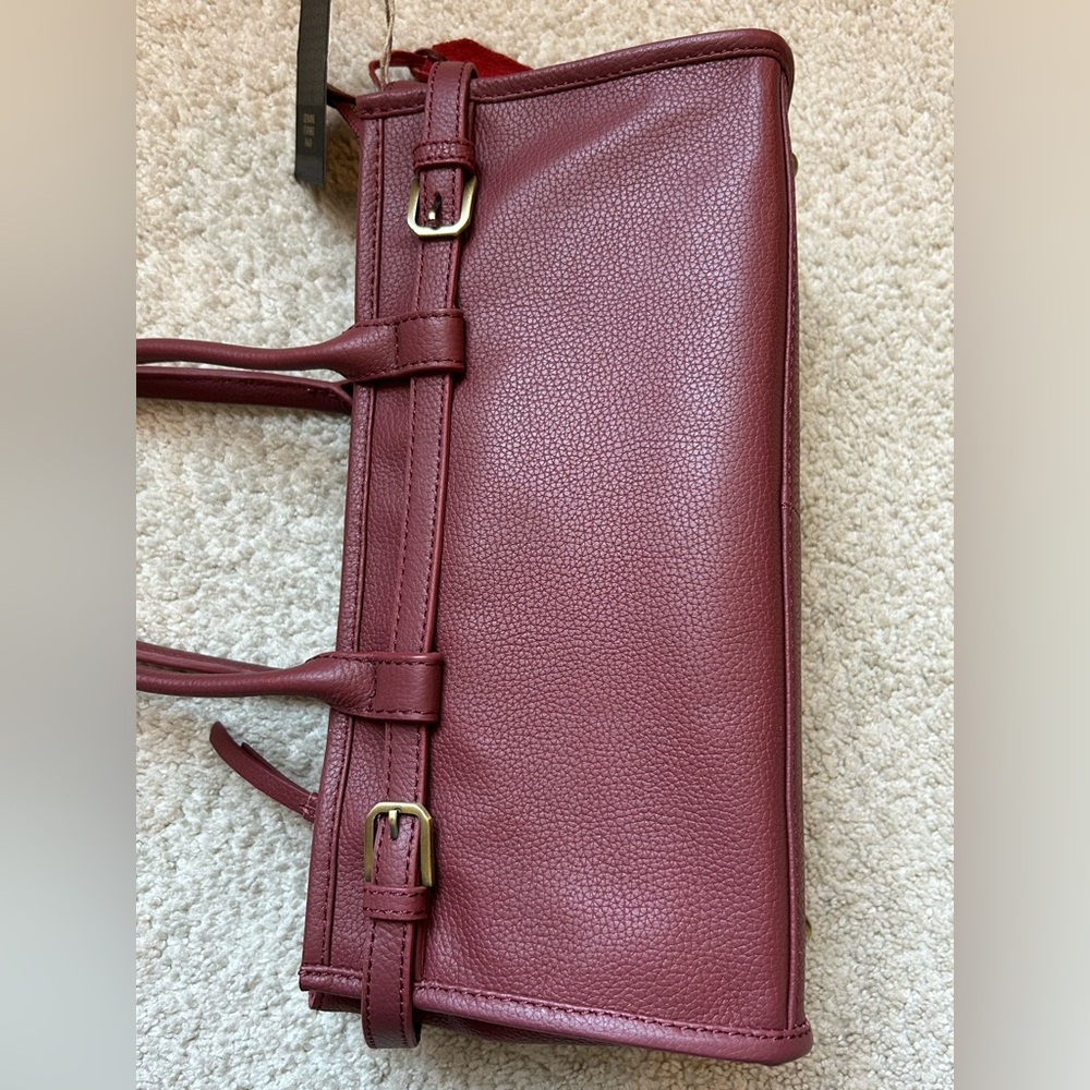 Handmade In India Genuine Leather Crossbody Satchel Bag Maroon OS - Picture 6 of 13